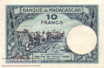 Madagaskar - 10  Francs (#036_VF)