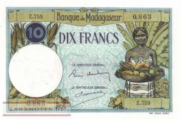 Madagascar - 10  Francs (#036_AU)