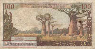 Madagaskar - 100  Francs (#057a-U1_VG)