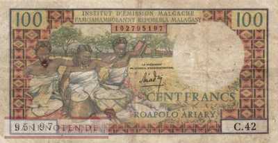 Madagascar - 100  Francs (#057a-U1_VG)