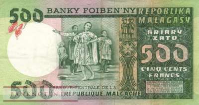 Madagascar - 500  Francs (#064a_VF)