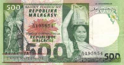 Madagascar - 500  Francs (#064a_VF)