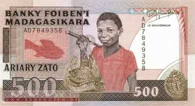 Madagascar - 500  Francs (#071b_UNC)