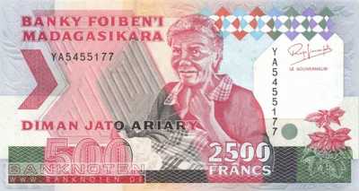 Madagascar - 2.500  Francs (#072Aa_UNC)