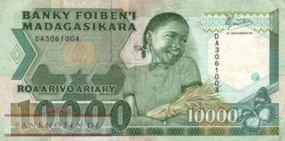 Madagascar - 10.000  Francs (#074a_F)