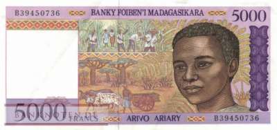 Madagascar - 5.000  Francs (#078b_VF)