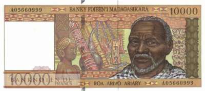 Madagascar - 10.000  Francs (#079a_AU)
