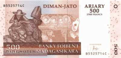 Madagaskar - 500  Ariary (#088c_UNC)