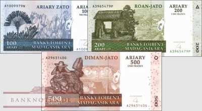 Madagascar: 100 - 500 Ariary (3 banknotes)