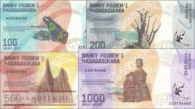 Madagascar: 100 - 1.000 Francs (4 banknotes)