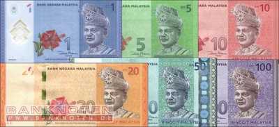 Malaysia: 1 - 100 Ringgit (6 Banknoten)