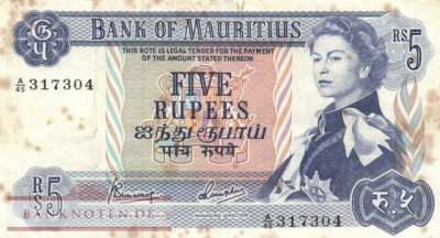 Mauritius - 5  Rupees (#030c_F)