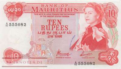 Mauritius - 10  Rupees (#031c_VF)