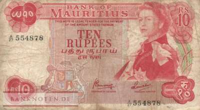 Mauritius - 10  Rupees (#031c_VG)
