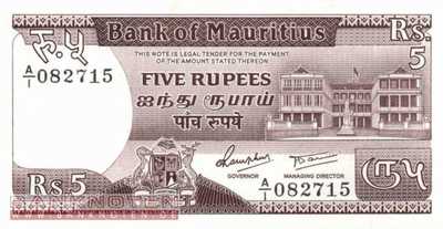 Mauritius - 5  Rupees (#034_UNC)