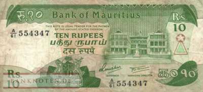 Mauritius - 10  Rupees (#035b_F)