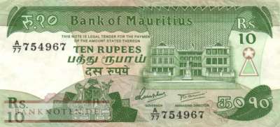 Mauritius - 10  Rupees (#035b_VF)