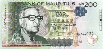 Mauritius - 200  Rupees (#061a_UNC)