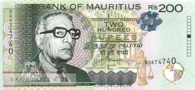 Mauritius - 200  Rupees (#061b_UNC)