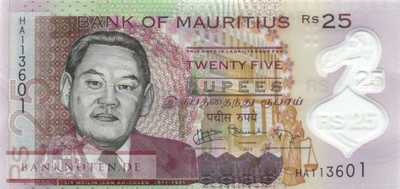 Mauritius - 25  Rupees - Polymer (#064_UNC)