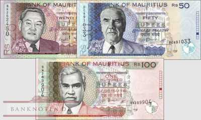 Mauritius: 25 - 100 Rupien (3 banknotes)