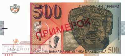 Mazedonien - 500  Denari - SPECIMEN (#021aS_UNC)