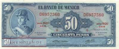 Mexico - 50  Pesos (#049u-BQU_UNC)