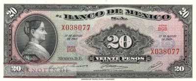 Mexico - 20  Pesos (#054n-BGB_UNC)