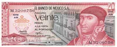 Mexico - 20  Pesos (#064b-AM_UNC)