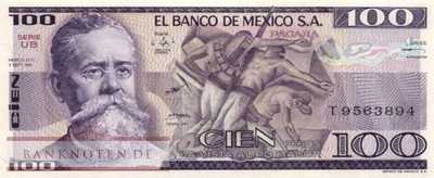 Mexico - 100  Pesos (#074b-UB_UNC)