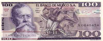 Mexico - 100  Pesos (#074c-VF_UNC)