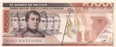 Mexico - 5.000  Pesos (#088b-JZ_UNC)