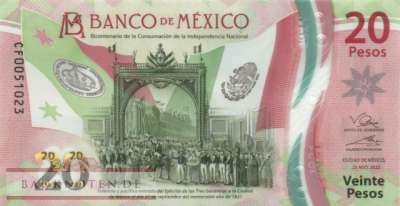 M - 20  Pesos - commemorative (#132f-U2_UNC)