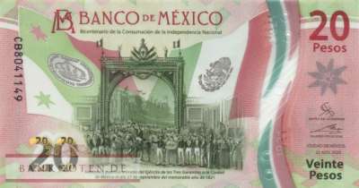Mexico - 20  Pesos - Gedenkbanknote (#132f-U5_UNC)