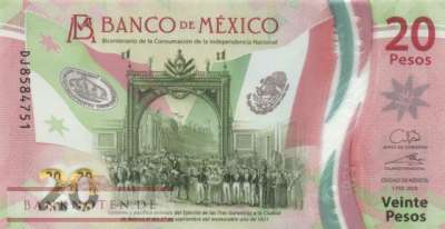Mexico - 20  Pesos (#132j-U1_UNC)