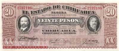 Mexico - Estado de Chihuahua - 20  Pesos (#S0537b_UNC)