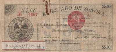 Mexico - Sonora - 5  Pesos (#S1067b_VG)