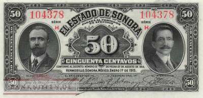 Mexico - Sonora - 50  Centavos (#S1070_UNC)