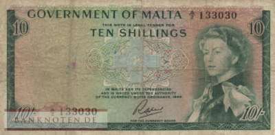 Malta - 10  Shillings (#025a_VG)