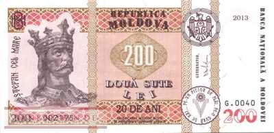 Moldavia - 200  Lei - - 20 de Ani (#020_UNC)