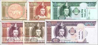 Mongolei: 1 - 100 Tugrik (6 Banknoten)