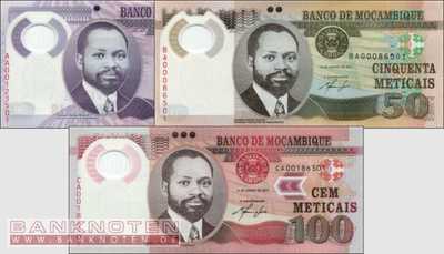 Mozambique: 20 - 100 Meticais Polymer (3 Banknoten)