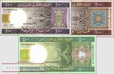 Mauretania: 100 - 500 Ouguiya (3 banknotes)