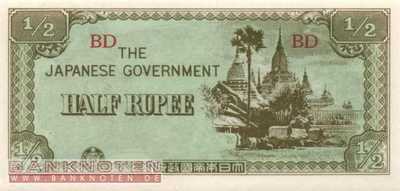 Myanmar - 1/2  Rupee (#013b_UNC)