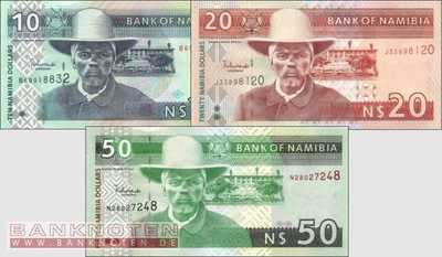 Namibia: 10 - 50 Dollars (3 Banknoten)