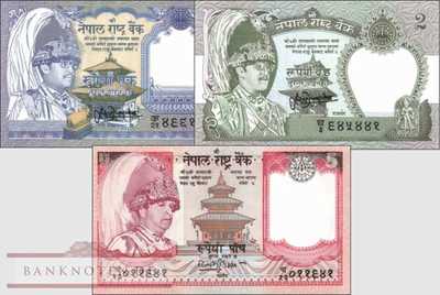 Nepal: 1 - 5 Rupien (3 Banknoten)