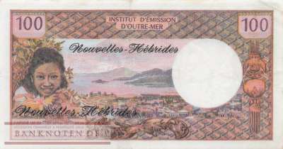 New Hebrides - 100  Francs (#018d_XF)