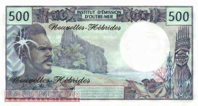 New Hebrides - 500  Francs (#019c_UNC)