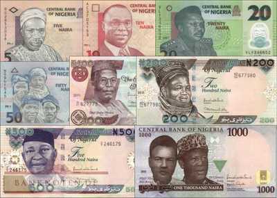 Nigeria: 5 - 1.000 Naira (8 Banknoten)