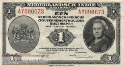 Netherlands Indies - 1  Gulden (#111a_VF)